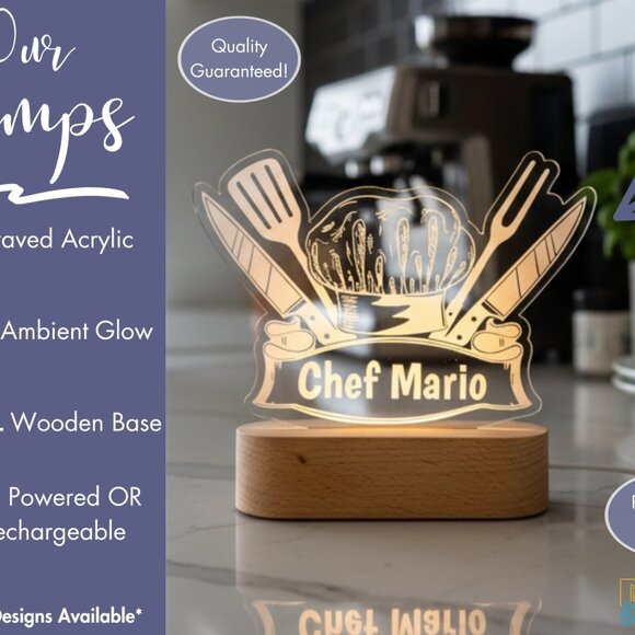 Personalized Chef Night Light – Fun Culinary Gift Nightlight - Picture 3 of 8